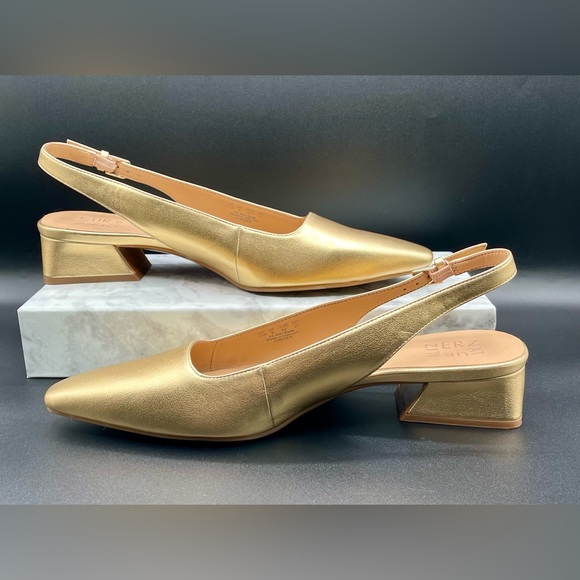 NATURALIZER Ginger Snip Toe Dress Slingback Dark Gold Low BlockHeel.Size US 11 W - Picture 4 of 11